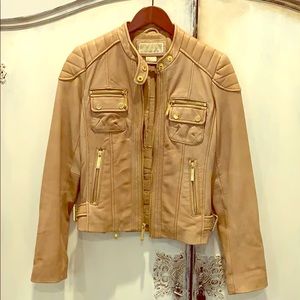 Michael Kors tan leather jacket